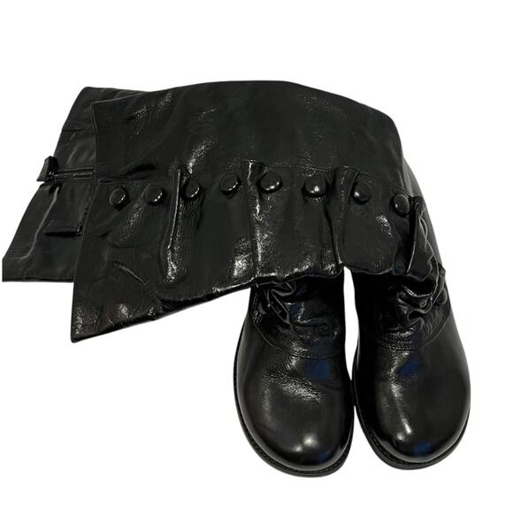 Miz Mooz 9.5 Wide Calf Boots Tall 9.5 Wedge Low Heel Boots Victorian Mid Calf - Picture 6 of 16